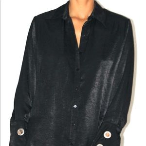 Oversized sleeve black blouse